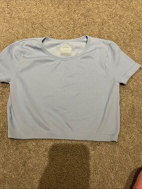 art class Baby Blue Ribbed Crop Tee